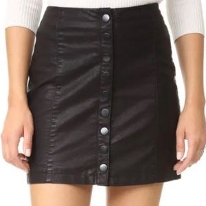 Free People Black Vegan Button Up Skirt